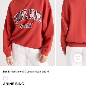 Anine Bing Red Oversized Long Sleeve Sweatshirt